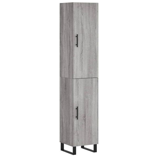 vidaXL Highboard grå sonoma 34,5x34x180 cm konstruert tre