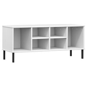 vidaXL Skohylle med metallben hvit 106x35x45 cm heltre OSLO