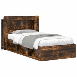 vidaXL Sengeramme med oppbevaring R&oslash;kt Eik 90 x 200 cm Konstruert tre