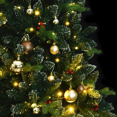 vidaXL Kunstig hengslet juletre med 300 LED og kulesett 210 cm