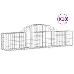 vidaXL Gabionkurver buede 18 stk 200x30x40/60 cm galvanisert jern
