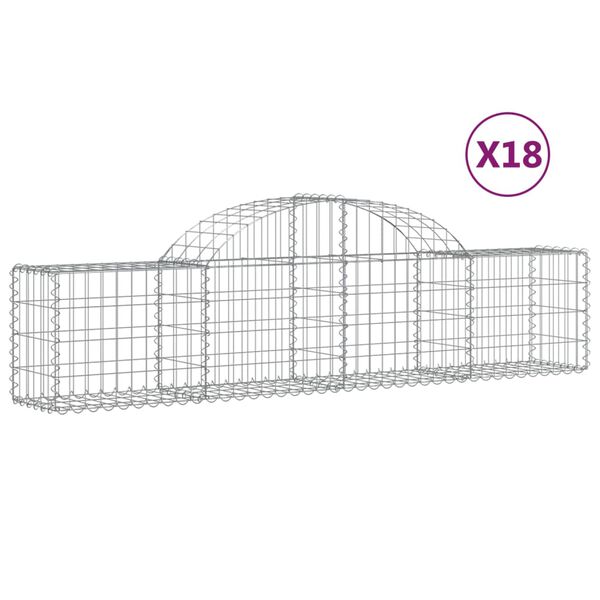 vidaXL Gabionkurver buede 18 stk 200x30x40/60 cm galvanisert jern