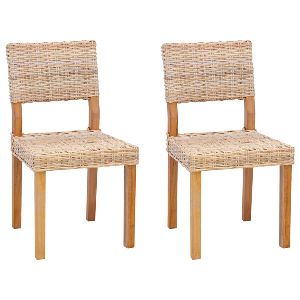 vidaXL Spisestuestol 2 pcs Naturlig 46 x 55 x 84 cm Kubu Rattan