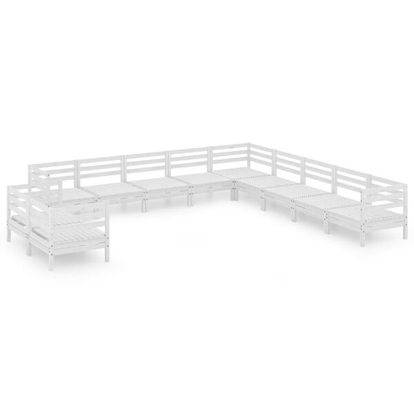 vidaXL Hagesofagruppe 11 deler hvit heltre furu