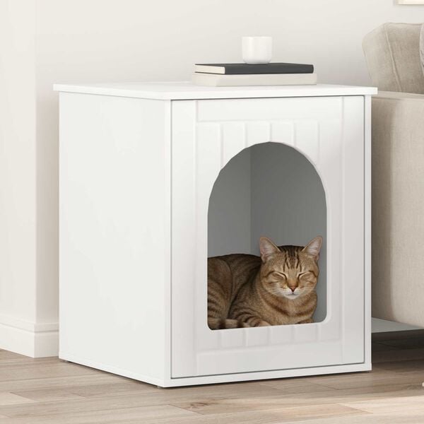 vidaXL Katt Hus Hvit 53 x 52 x 62 cm Konstruert tre