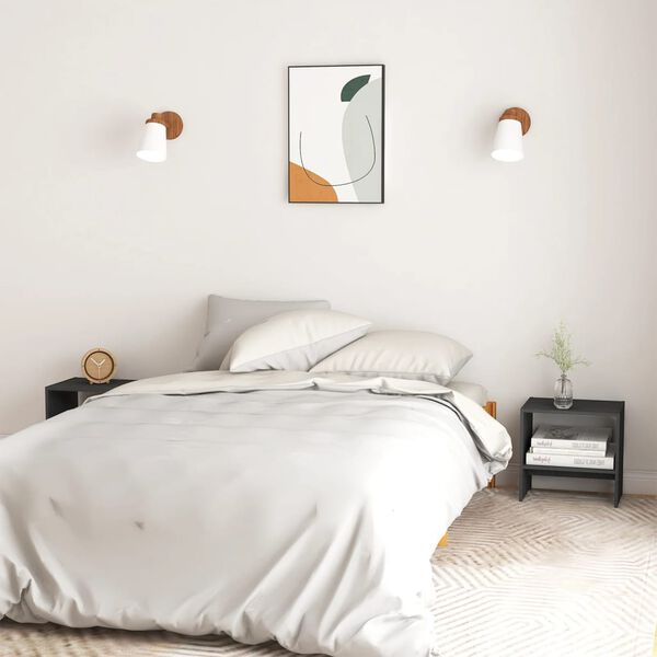 vidaXL Nattbord 2 stk grå 40x30,5x40 cm heltre furu