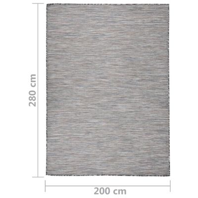 vidaXL Utendørs flatvevd teppe 200x280 cm brun og blå