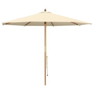vidaXL Hageparasol &Oslash; 300 x 248 cm Solid Eucalyptus Tre Kremhvit