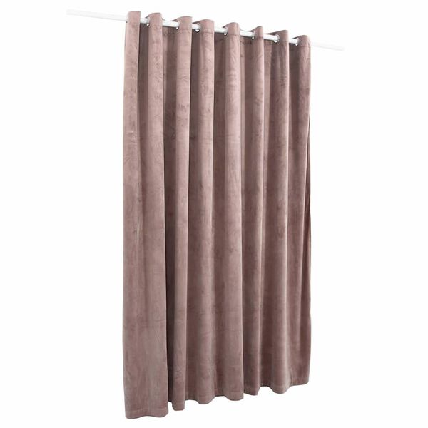 vidaXL Lystett gardin med metallringer fløyel antikk rosa 290x245 cm