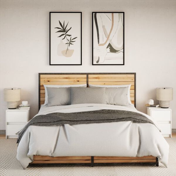 vidaXL Nattbord med LED 2 stk hvit konstruert tre