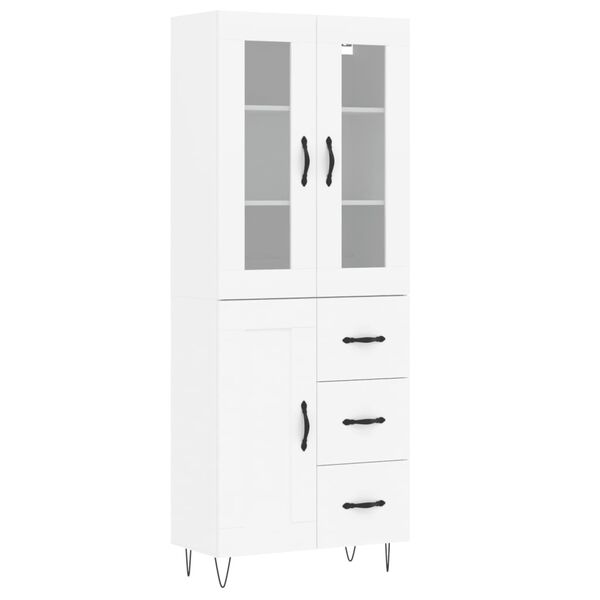 vidaXL Highboard hvit 69,5x34x180 cm konstruert tre
