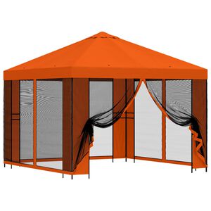 vidaXL Hagepaviljong med sidevegger 3 x 3 m Oransje Polyester og st&aring;l