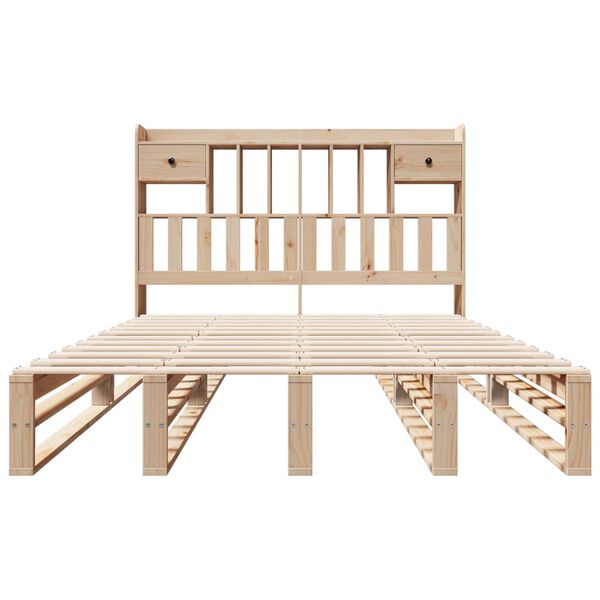 vidaXL Seng med bokhylle uten madrass 140x200 cm heltre furu
