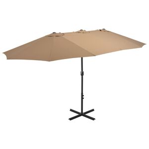 vidaXL Parasol med aluminiumsstang 460x270 cm gråbrun