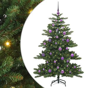 vidaXL Kunstig sammensatt juletre med 150 LED gr&oslash;nn 150 cm PVC og st&aring;l