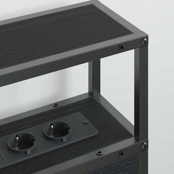 vidaXL Lagringshodegavl med hylle Svart eik 180 cm Konstruert tre