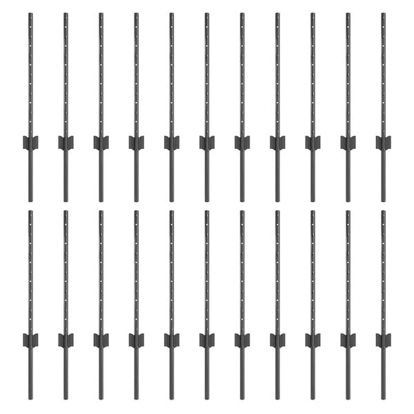 vidaXL Gjerdepunkter 22 pcs Grå 100 cm Stål