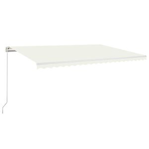 vidaXL Manuell uttrekkbar markise med LED 500x300 cm kremhvit