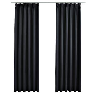 vidaXL Lystette gardiner med kroker 2 stk svart 140x175 cm