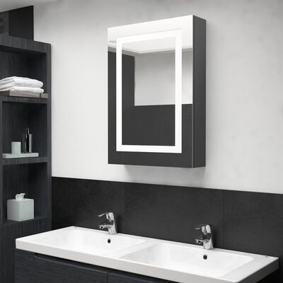 vidaXL LED-speilskap til bad grå 50x13x70 cm