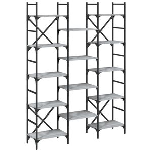 vidaXL Bokhylle gr&aring; sonoma 127,5x28,5x172,5 cm konstruert tre