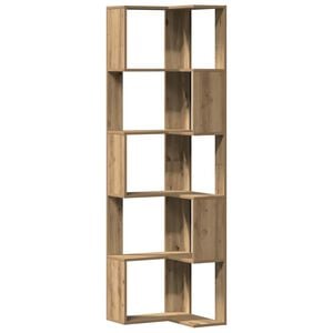 vidaXL Bokhylle hj&oslash;rne 5 lag artisan eik 50x50x179 cm konstruert tre