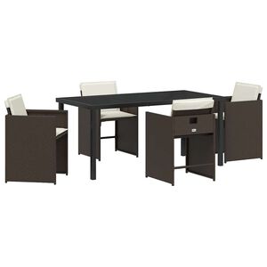 vidaXL Hage Spisegruppe 5 pcs Brun polyrotting