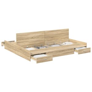 vidaXL Seng med lagring med d&oslash;r Sonoma eik 180 x 200 cm Konstruert tre
