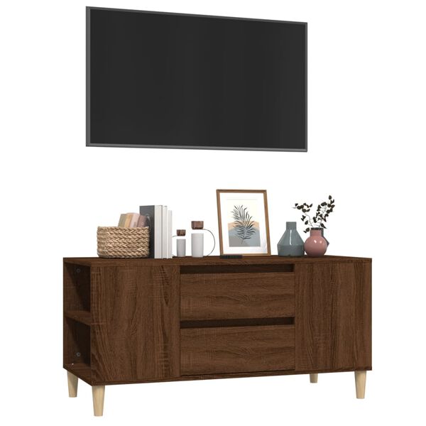vidaXL TV-benk brun eik 102x44,5x50 cm konstruert tre