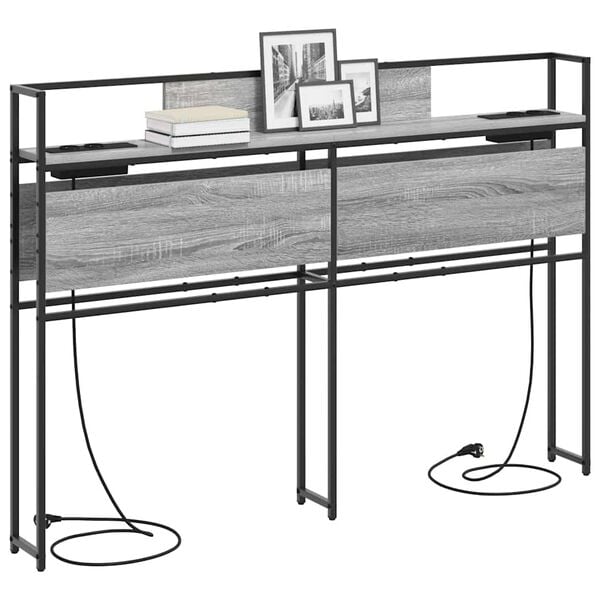 vidaXL Lagringshodegavl med hylle Gr&aring; sonoma 140 cm Konstruert tre