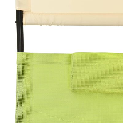 vidaXL Dobbel solseng med solskjerm textilene grønn og kremhvit