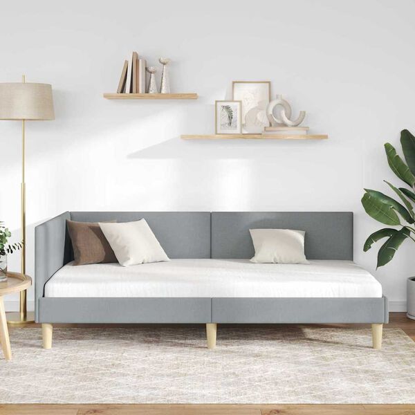 vidaXL Hjørnesengramme med hodegjerde Lysegrå 80 cm x 200 cm Fløyel