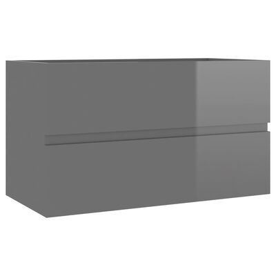 vidaXL Servantskap høyglans grå 80x38,5x45 cm sponplate