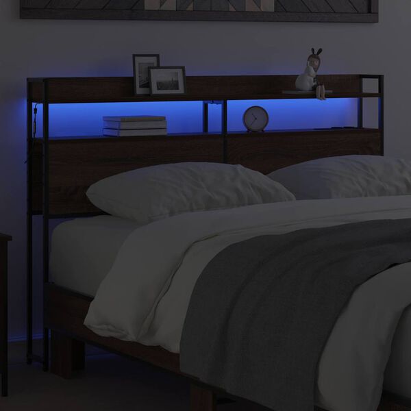 vidaXL Lagringshodegavl med hylle brun eik 135 cm Konstruert tre