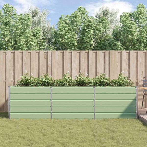 vidaXL Plantekassed Pastellgr&oslash;nn 195 x 100 x 45 cm Galvanisert St&aring;l