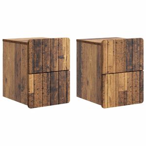 vidaXL Vegghengt Nattbord 2 pcs Gammelt tre 33 x 34,5 x 43 cm