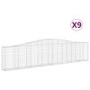 vidaXL Gabionkurver buede 9 stk 400x30x80/100 cm galvanisert jern
