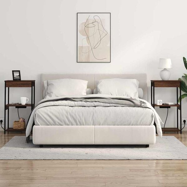 vidaXL Nattbordskap med hylle Brun Eik 41 x 31 x 76 cm Konstruert tre