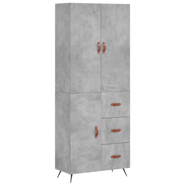 vidaXL Highboard betonggrå 69,5x34x180 cm konstruert tre