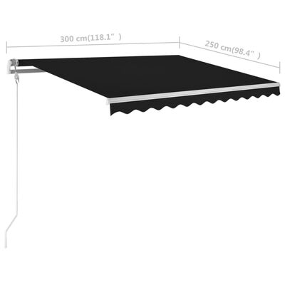 vidaXL Manuell uttrekkbar markise 3x2,5 m antrasitt