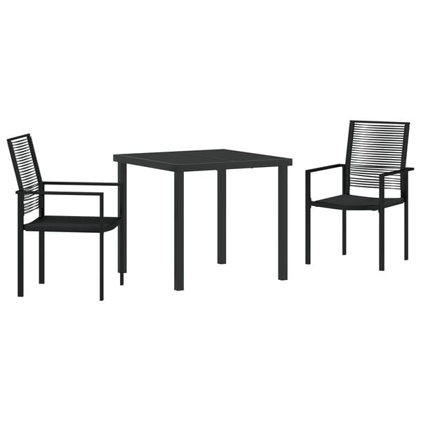 vidaXL Hage Spisegruppe 3 pcs Svart PVC-Rattan