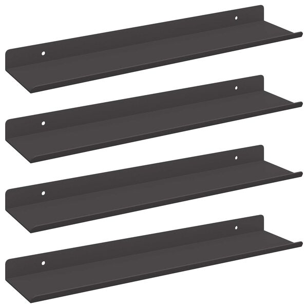 vidaXL Flytende hylle Veggmontert 4 pcs Svart 40 x 9 x 2,5 cm St&aring;l