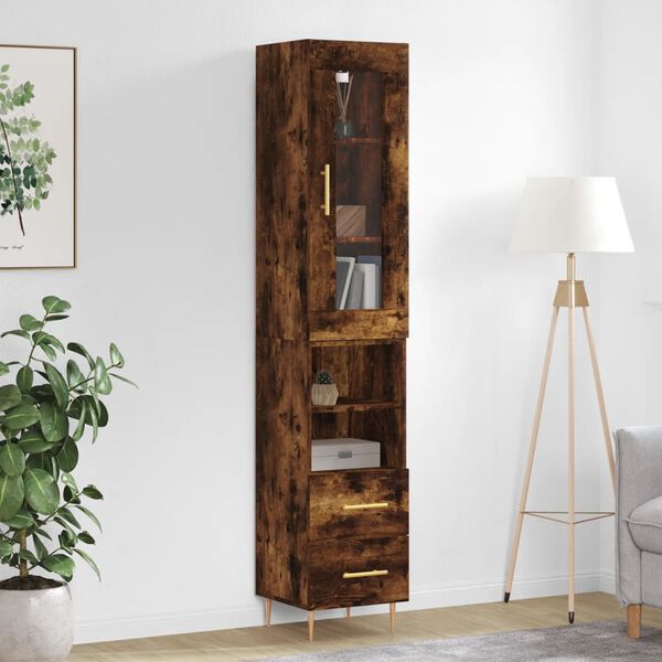 vidaXL Highboard r&oslash;kt eik 34,5x34x180 cm konstruert tre