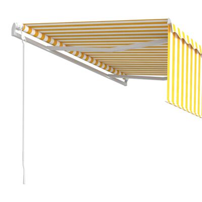 vidaXL Automatisk uttrekkbar markise med rullegardin 4,5x3m gul hvit