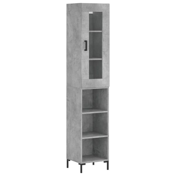 vidaXL Highboard betonggr&aring; 34,5x34x180 cm konstruert tre