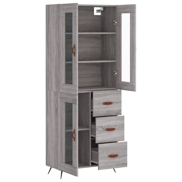 vidaXL Highboard gr&aring; sonoma 69,5x34x180 cm konstruert tre
