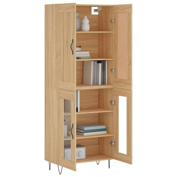 vidaXL Highboard sonoma eik 69,5x34x180 cm konstruert tre