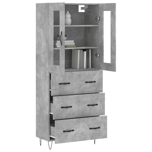 vidaXL Highboard betonggr&aring; 69,5x34x180 cm konstruert tre