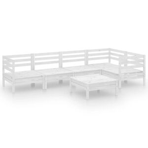 vidaXL Hagesofagruppe 6 deler hvit heltre furu