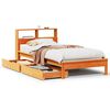 vidaXL Seng med bokhylle uten madrass voksbrun 75x190 cm heltre furu